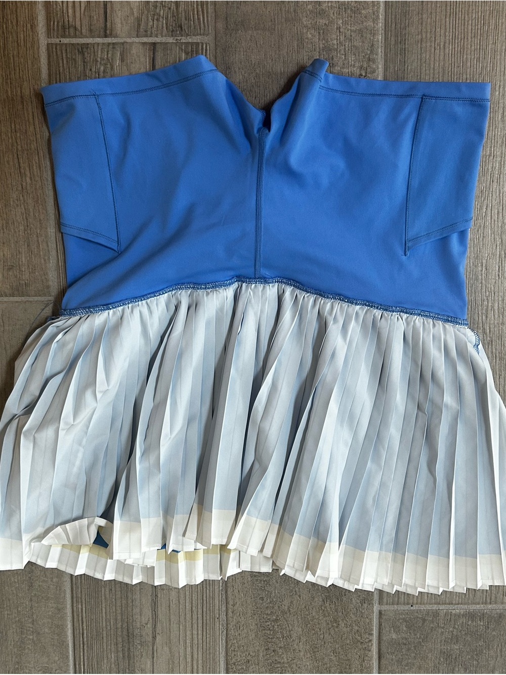 Blue Pleated Athletic skort with built-in shorts with White Trim - Women - Picture 4 of 4